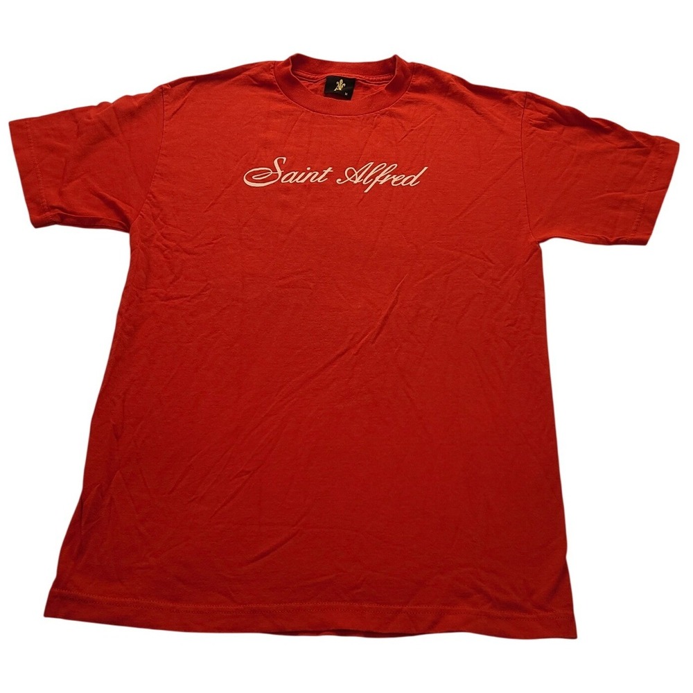 Saint Alfred Script Logo Red T-Shirt‎ Men's Size Medium Short Sleeve Chicago Tee